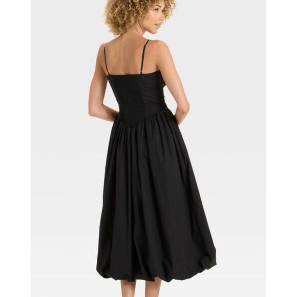 Future Collective NWT black corset bubble hem tank midi dress size M - Picture 2 of 13